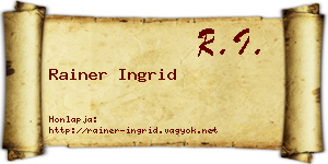 Rainer Ingrid névjegykártya